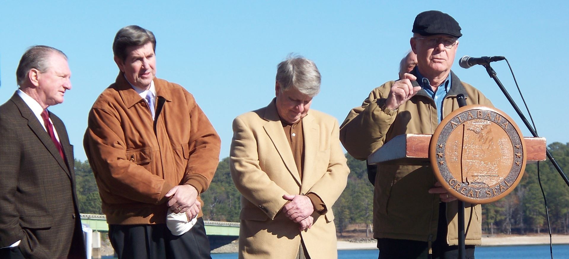 Dick Bronson at Kowaliga for the creation of Treasured Alabama Lake through executive order by Governor Riley.